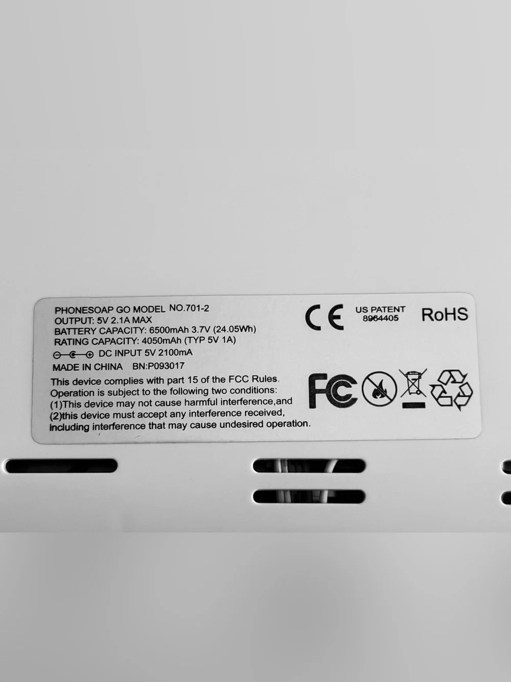 PhoneSoap Go Portable UV-C Phone Sanitizer Power Bank 6500mAh Model 701-2, White